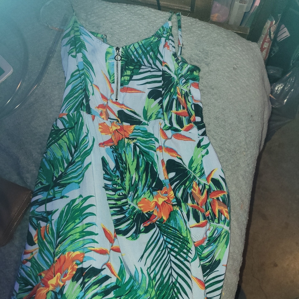 Tropical Print Sleeveless Dress